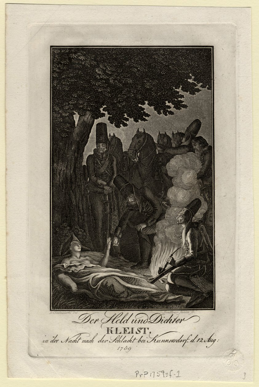Poet Ewald von Kleist at the battle of Kunersdorf, on August 12, 1759, ca 1759 by Daniel Nikolaus Chodowiecki