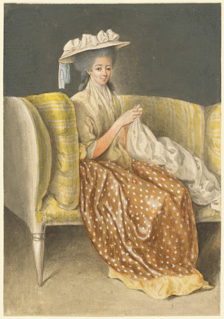 Portrait of a Lady Sewing by Daniel Nikolaus Chodowiecki