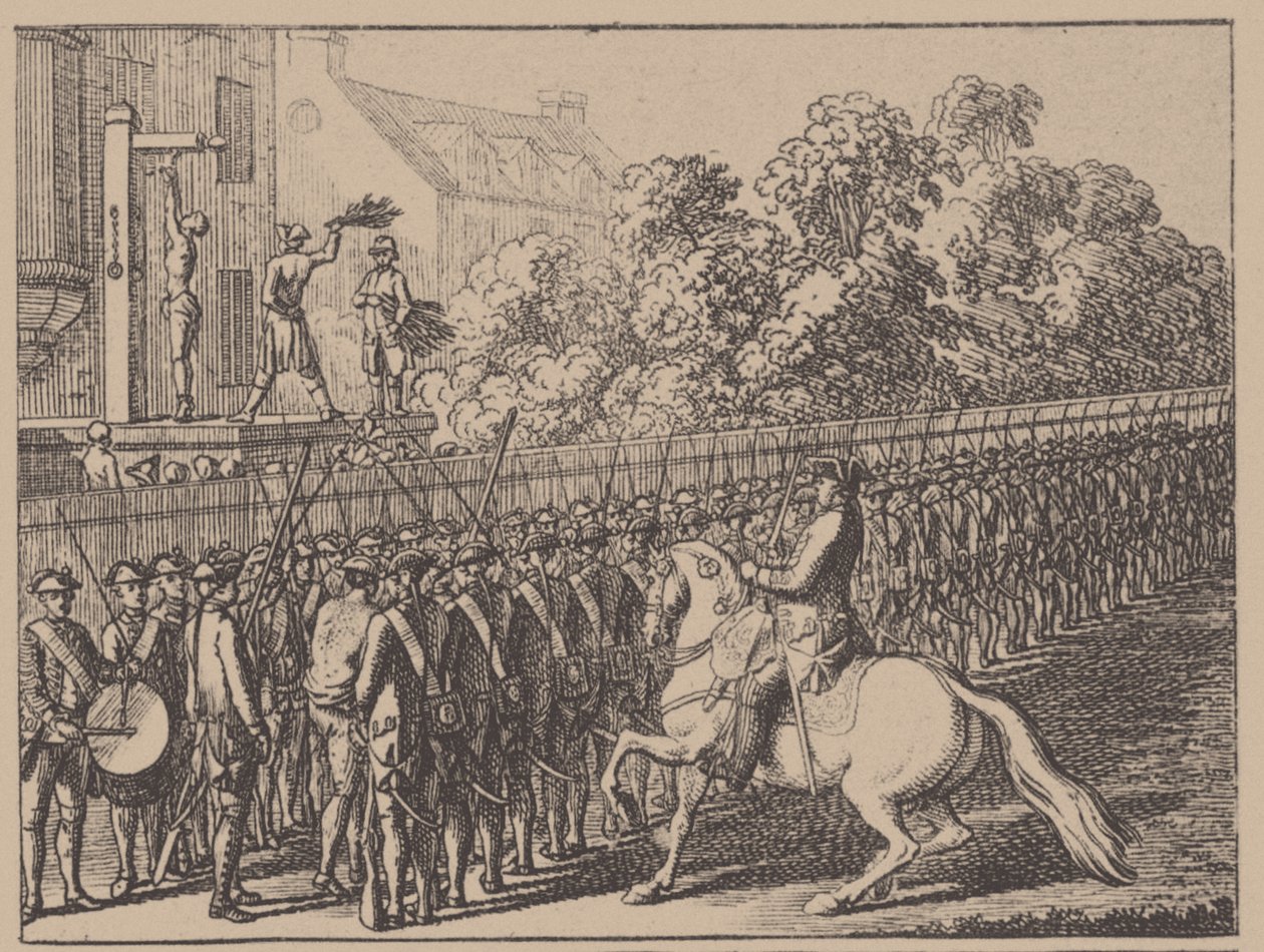 Running the Gauntlet. Illustration from Elementartwerk by J.B. Basedow by Daniel Nikolaus Chodowiecki