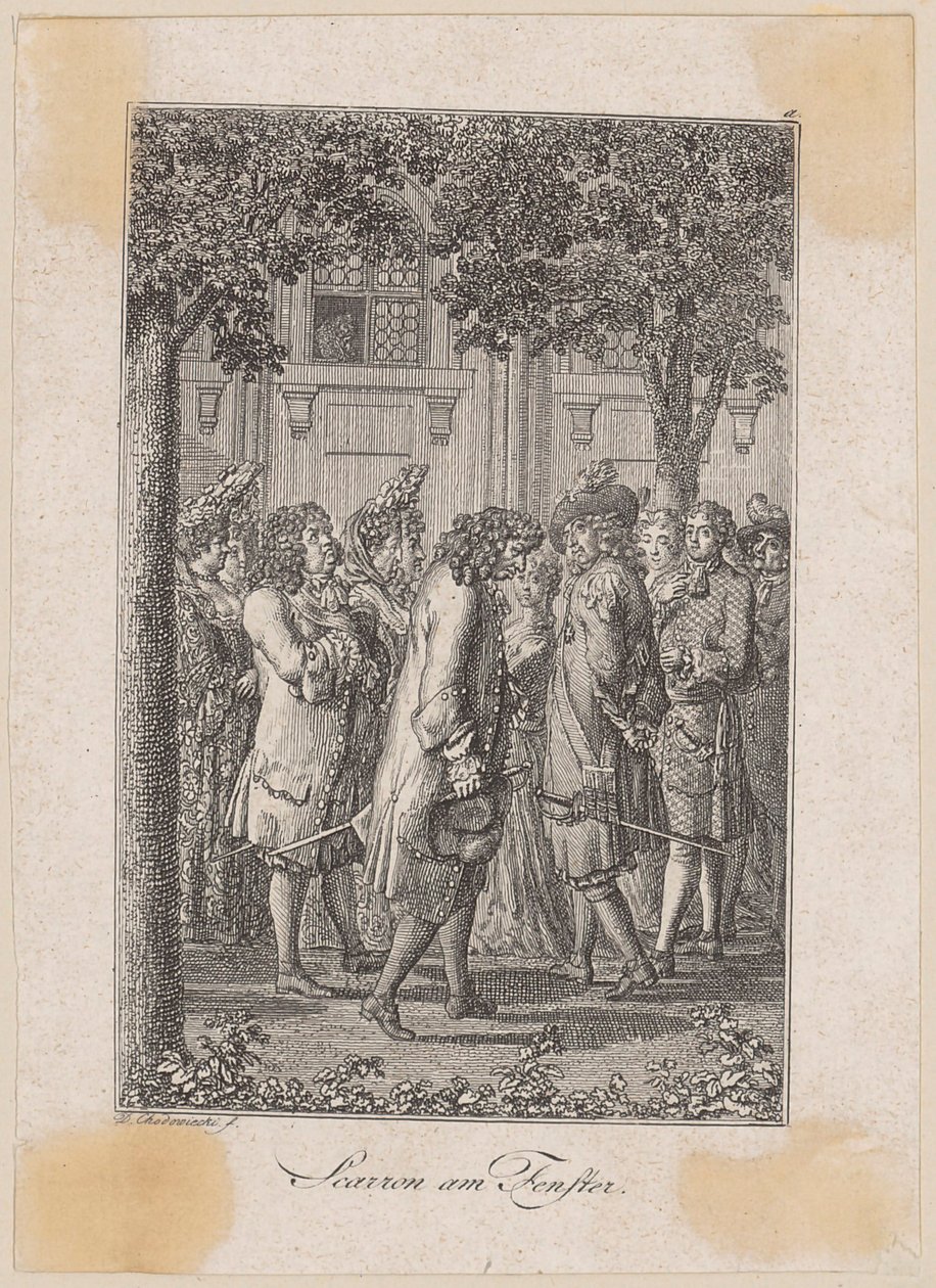 Scarron at the Window. Story by Kretschmann by Daniel Nikolaus Chodowiecki