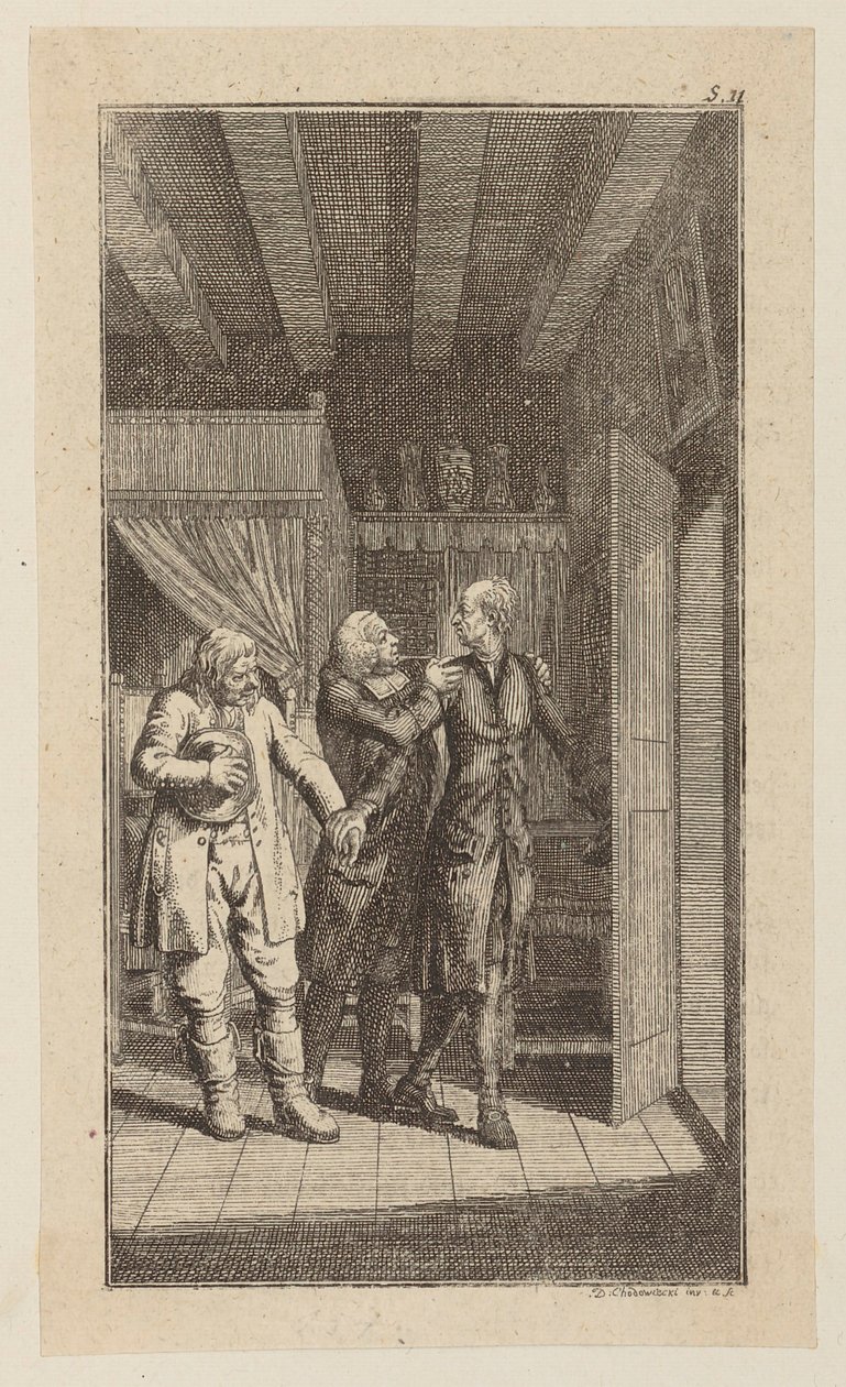 Shipwrecked Sebaldus in the Home of a Preacher in Alkmaar by Daniel Nikolaus Chodowiecki