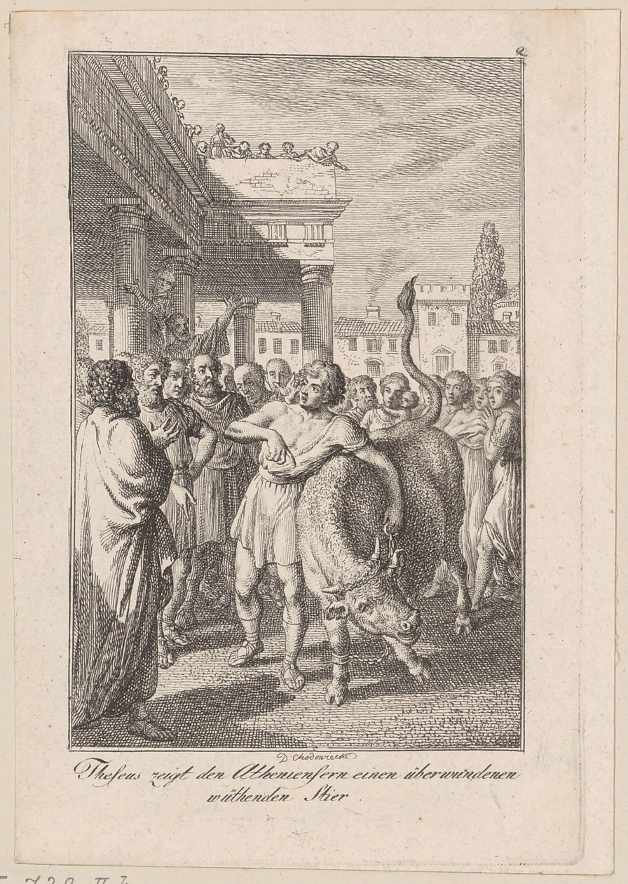 Theseus Shows the Athenians a Defeated Furious Bull, Plate 2 to Becker