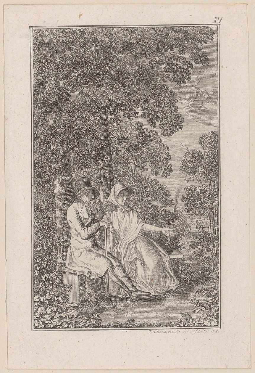 Two Travelers in a Park by Daniel Nikolaus Chodowiecki