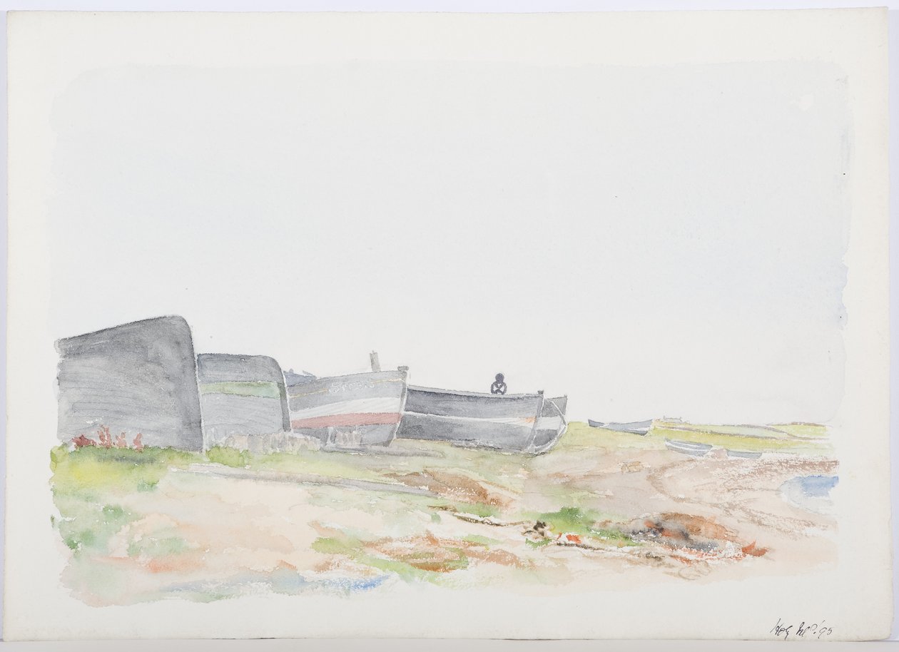 Fishing Cobles, Holy Island, 1895 by Daniel Oliver