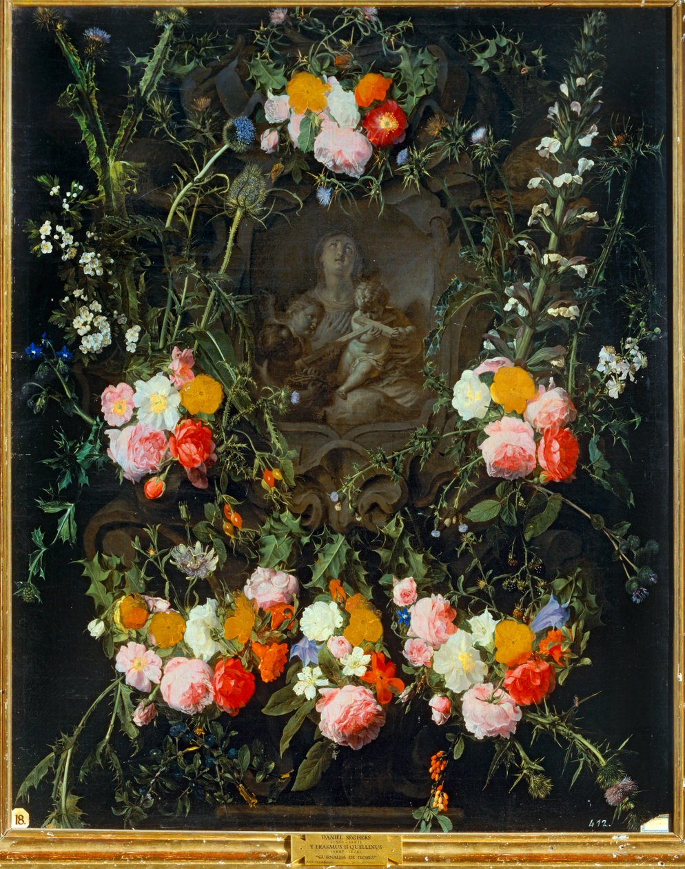 Madonna in a Wreath of Flowers by Daniel Seghers