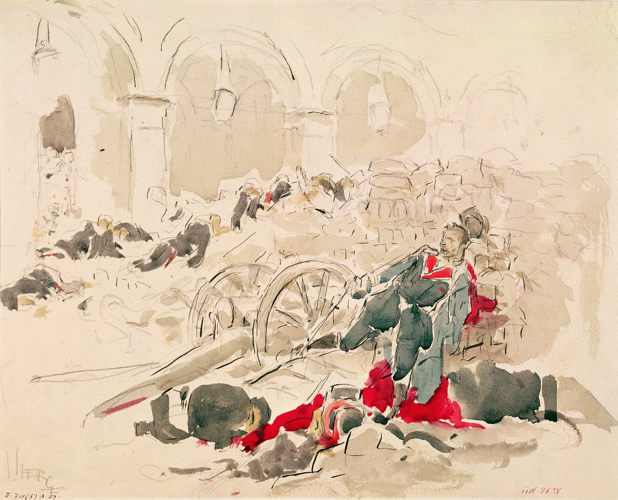 Barricade on the Rue de Rivoli During the Paris Commune by Daniel Urrabieta Vierge