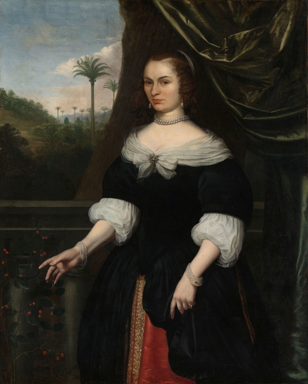 Portrait of Dina Lems, Wife of Jan Valckenburgh by Daniel Vertangen (signed by artist)