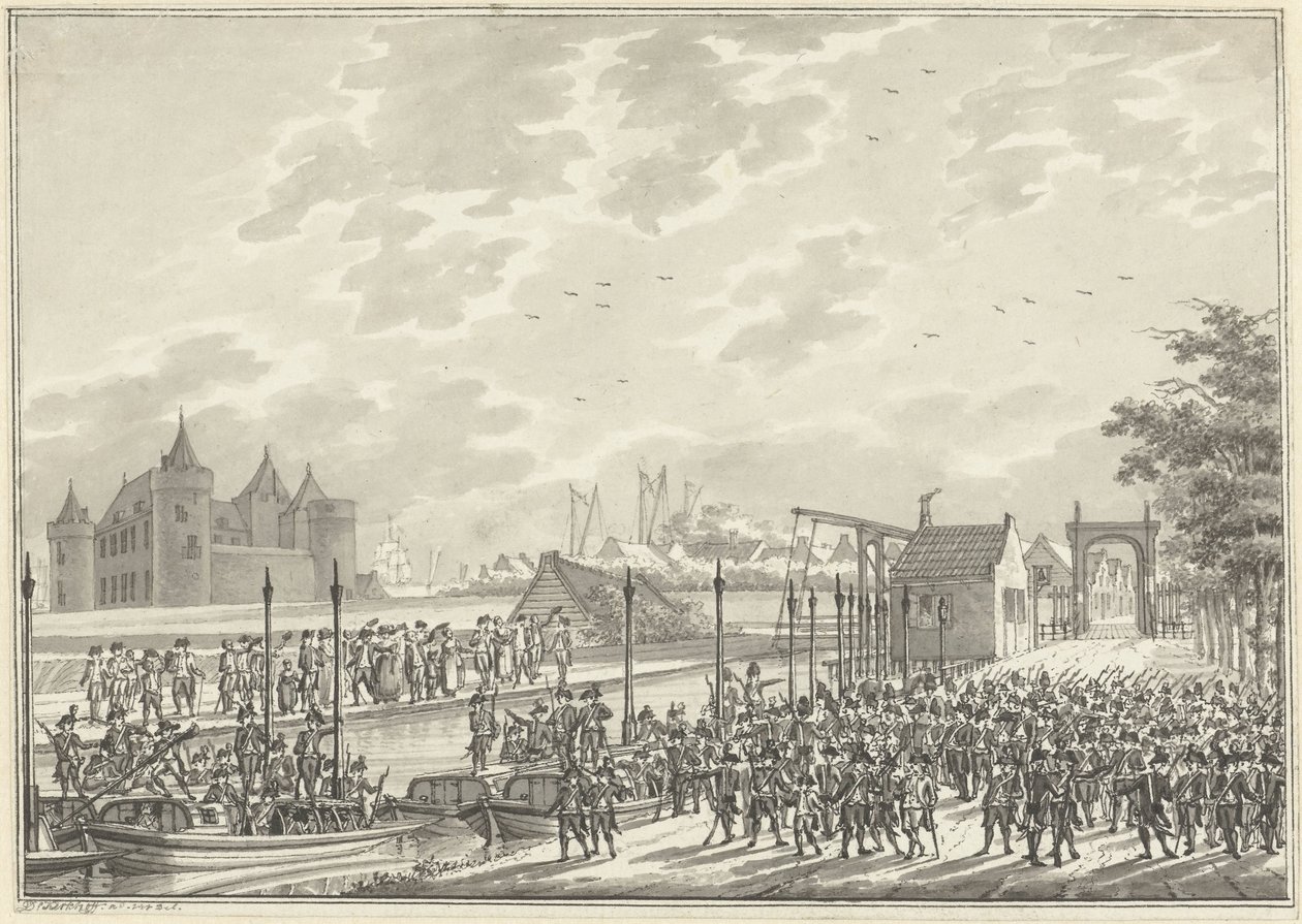 Arrival of the Armed Amsterdam Citizens in Muiden, 1787 by Daniël Kerkhoff