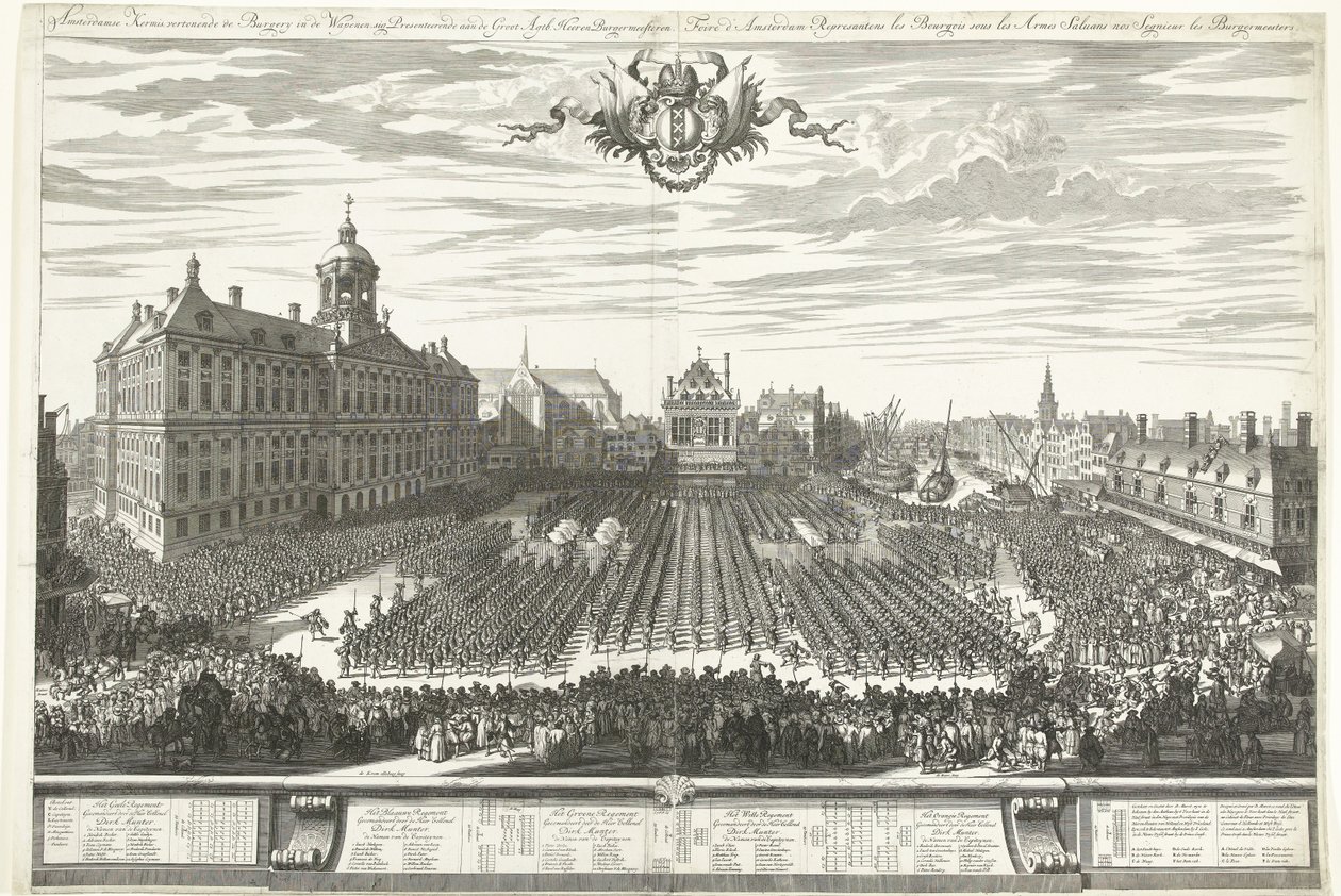 Militias on the Dam during the Amsterdam Fair, 1686 by Daniël Marot (I)