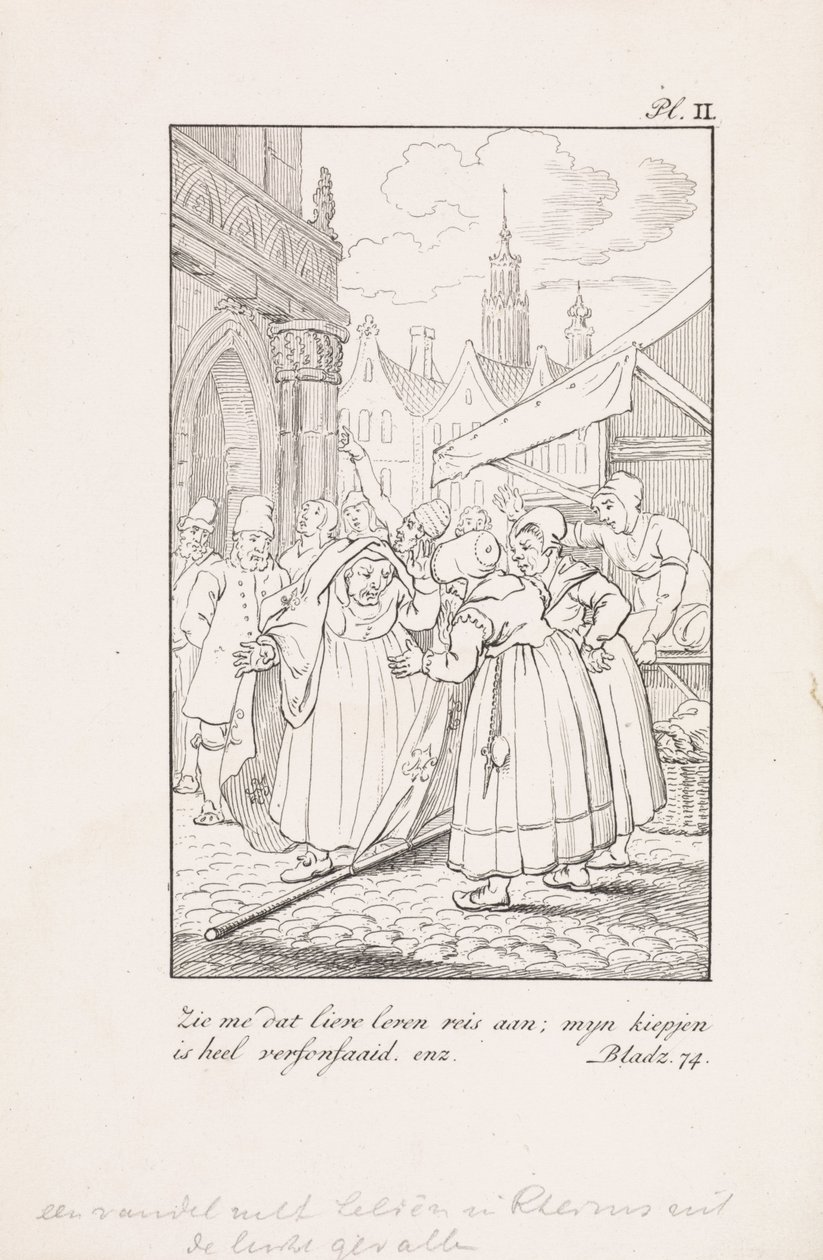 Women at a Market Stall with a Flag with French Lilies by Daniël Veelwaard (I)