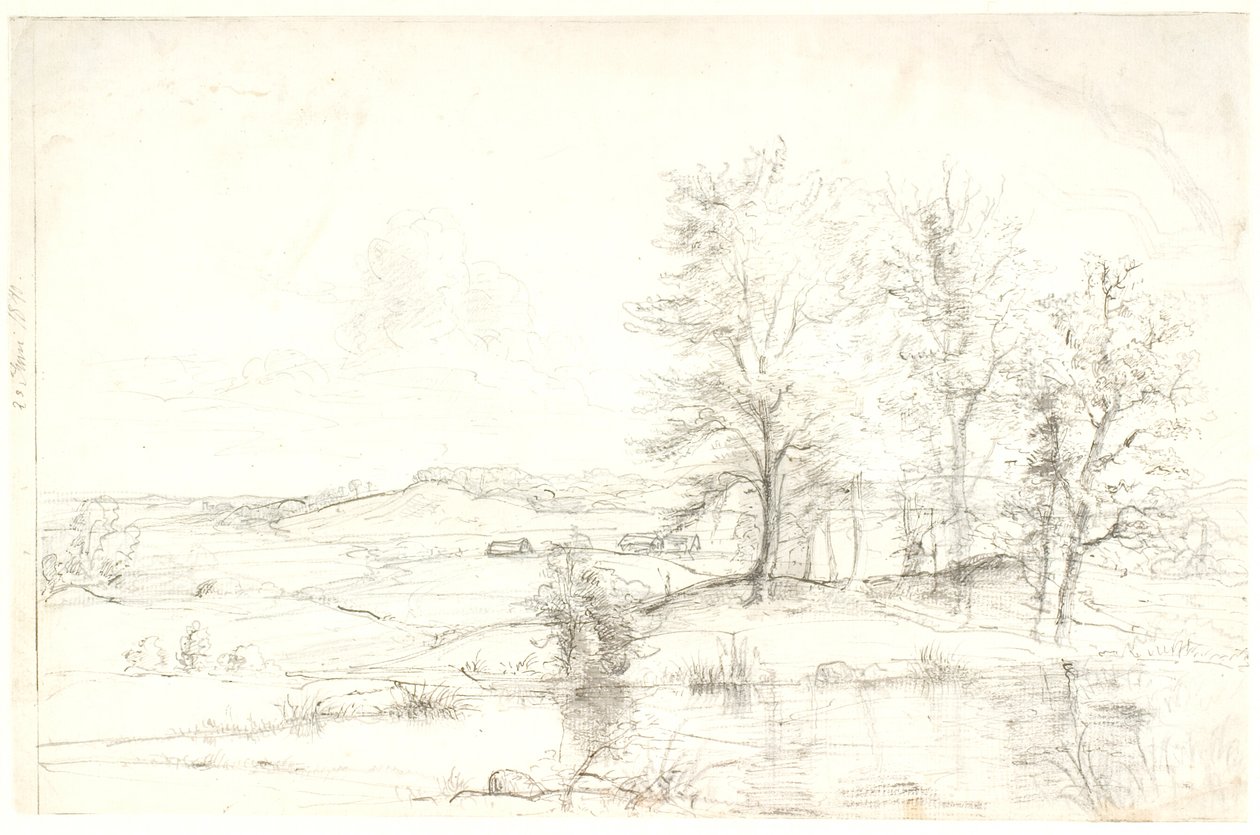 View over a Hilly Forested Landscape. In the Foreground a Lake by Dankvart Dreyer