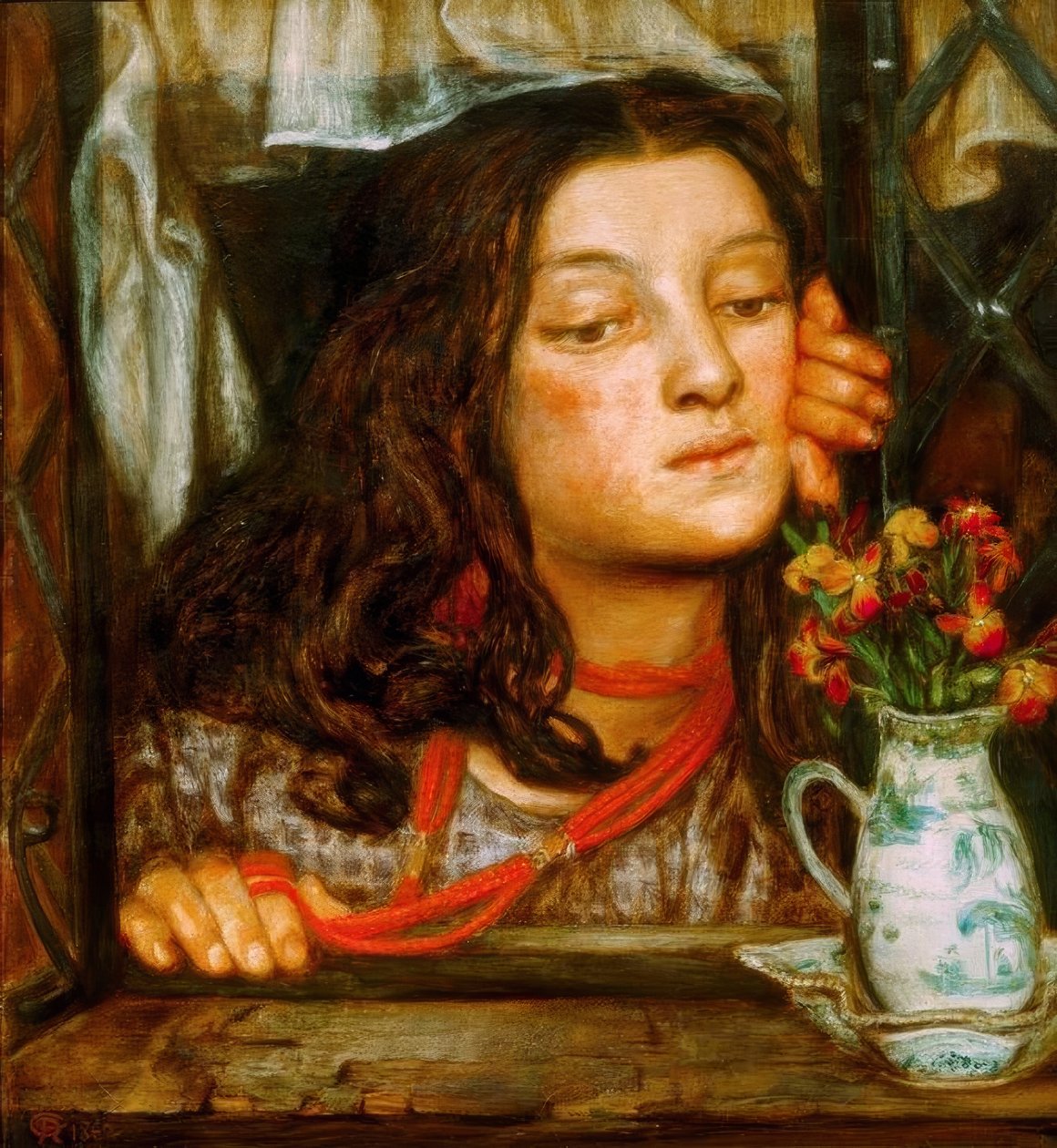 Girl at a Lattice by Dante Gabriel Charles Rossetti
