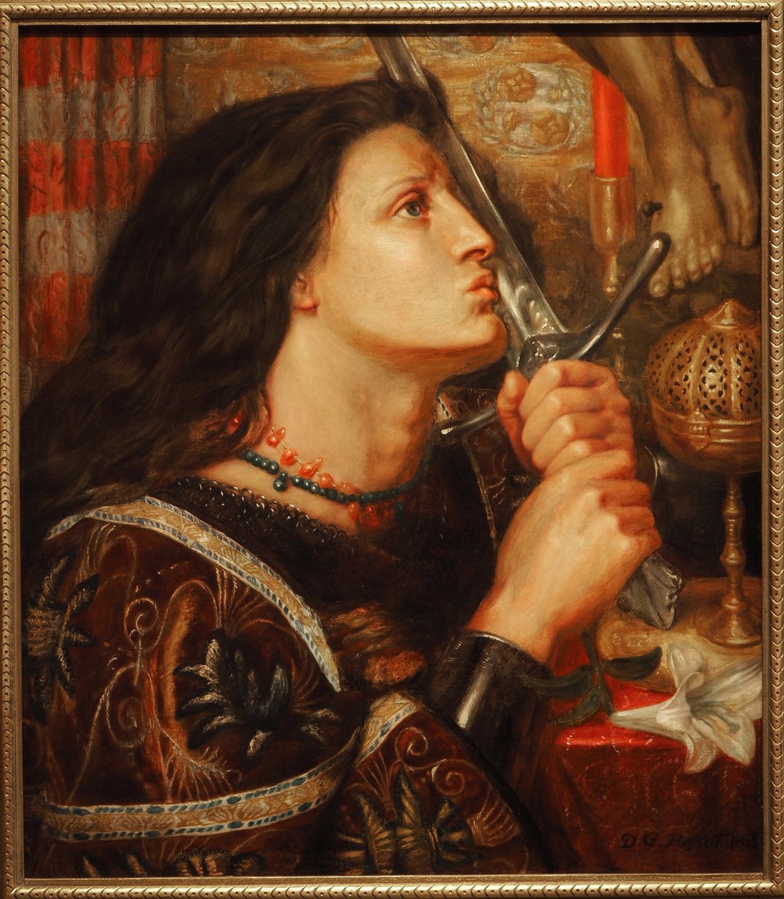 Joan of Arc kissing the scent of deliverance by Dante Gabriel Charles Rossetti
