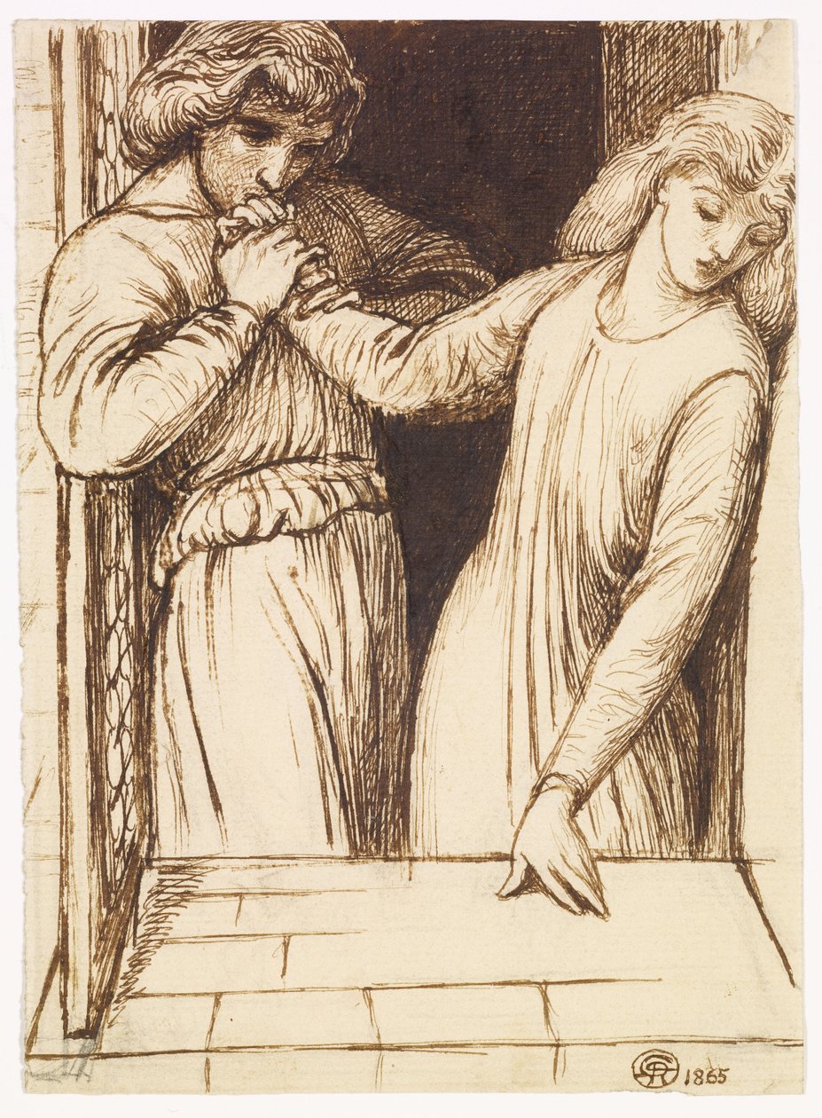 Hamlet and Ophelia - Compositional Study by Dante Gabriel Rossetti