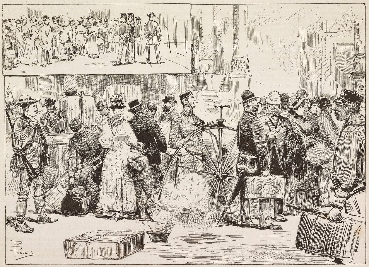 Fumigation against cholera at station, Rome, Italy by Dante Paolocci