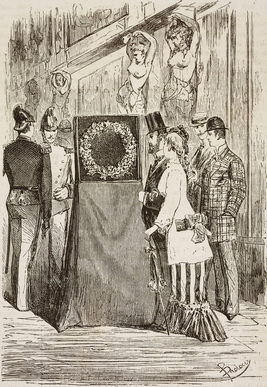 The Wreath to Charles Albert on Display in Capitoline Hill, Rome, Italy, Engraving by Dante Paolocci from L