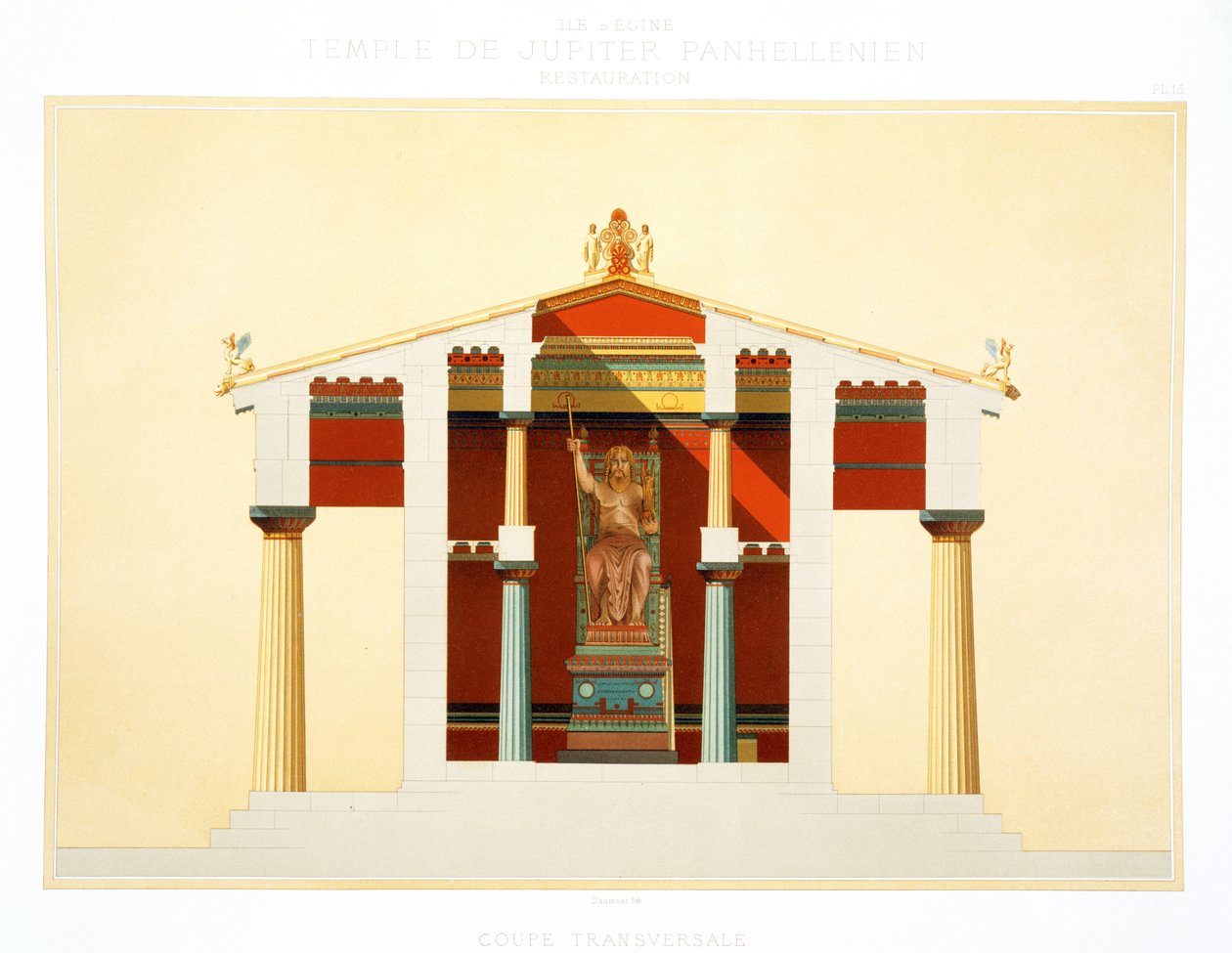 Transverse section of the Temple of Jupiter at Aegina by Daumont