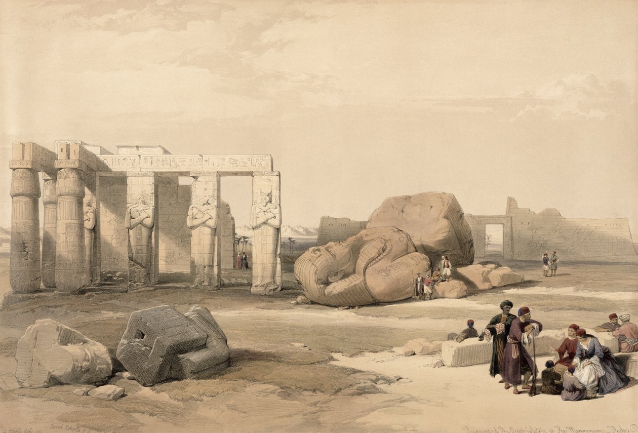 Fragments of the Great Colossus at The Memnonium, Thebes, from Egypt and Nubia, Vol.1 by David Roberts