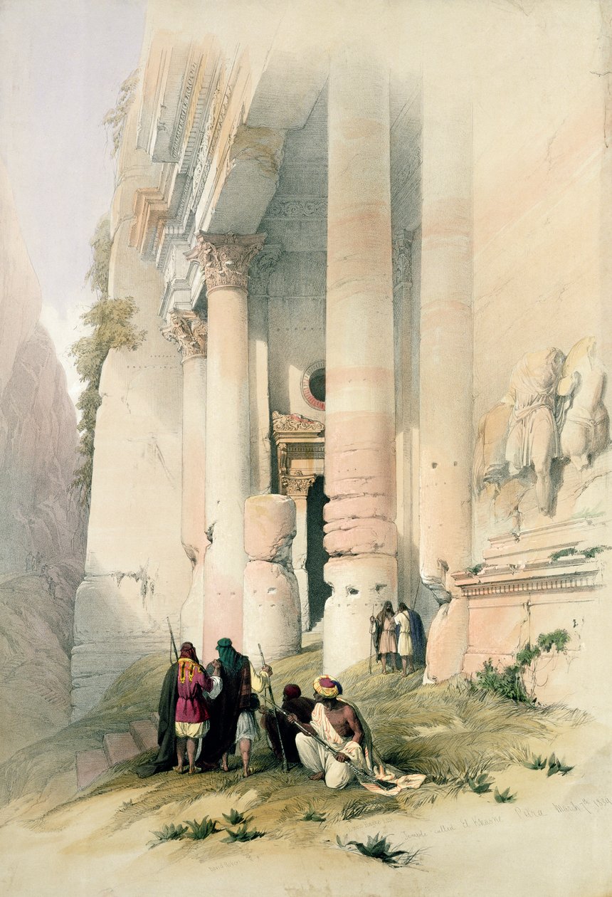 Temple called El Khasne, Petra, March 7th 1839, plate 94 from Volume III of 