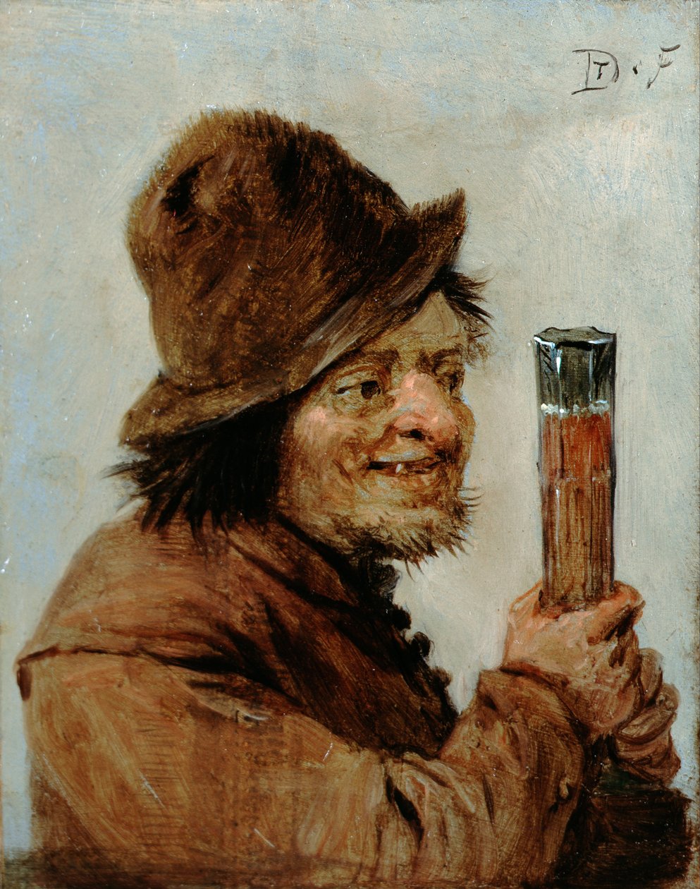 A Peasant Holding a Glass by David Teniers the Younger