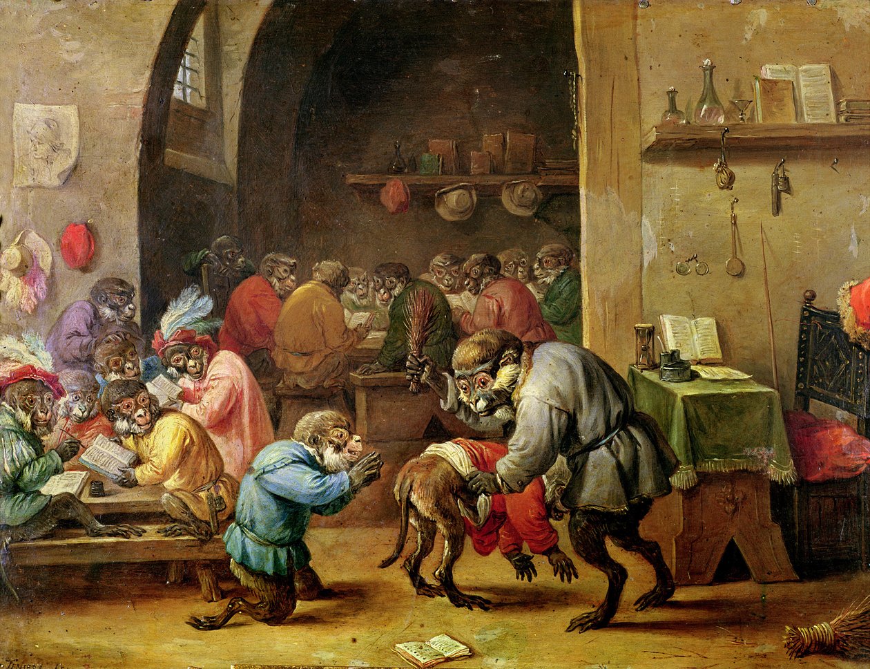 The Monkeys at School by David Teniers the Younger