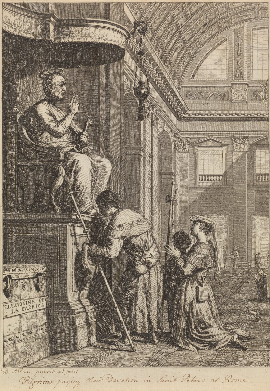 Pilgrims Paying Their Devotion in St. Peters at Rome by David Allan