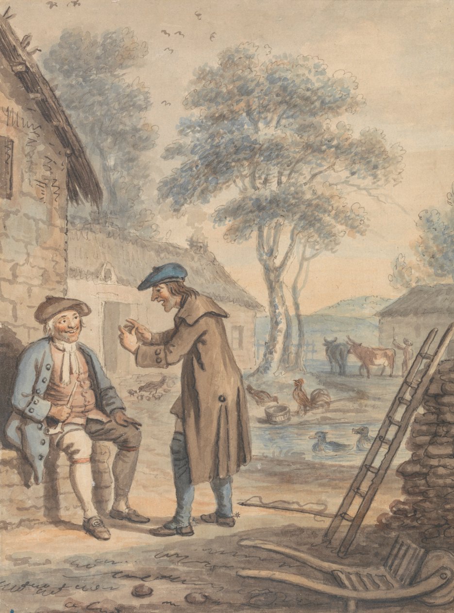 Symon Breaks the News to Glaud: Design number 3 for The Gentle Shepherd by David Allan