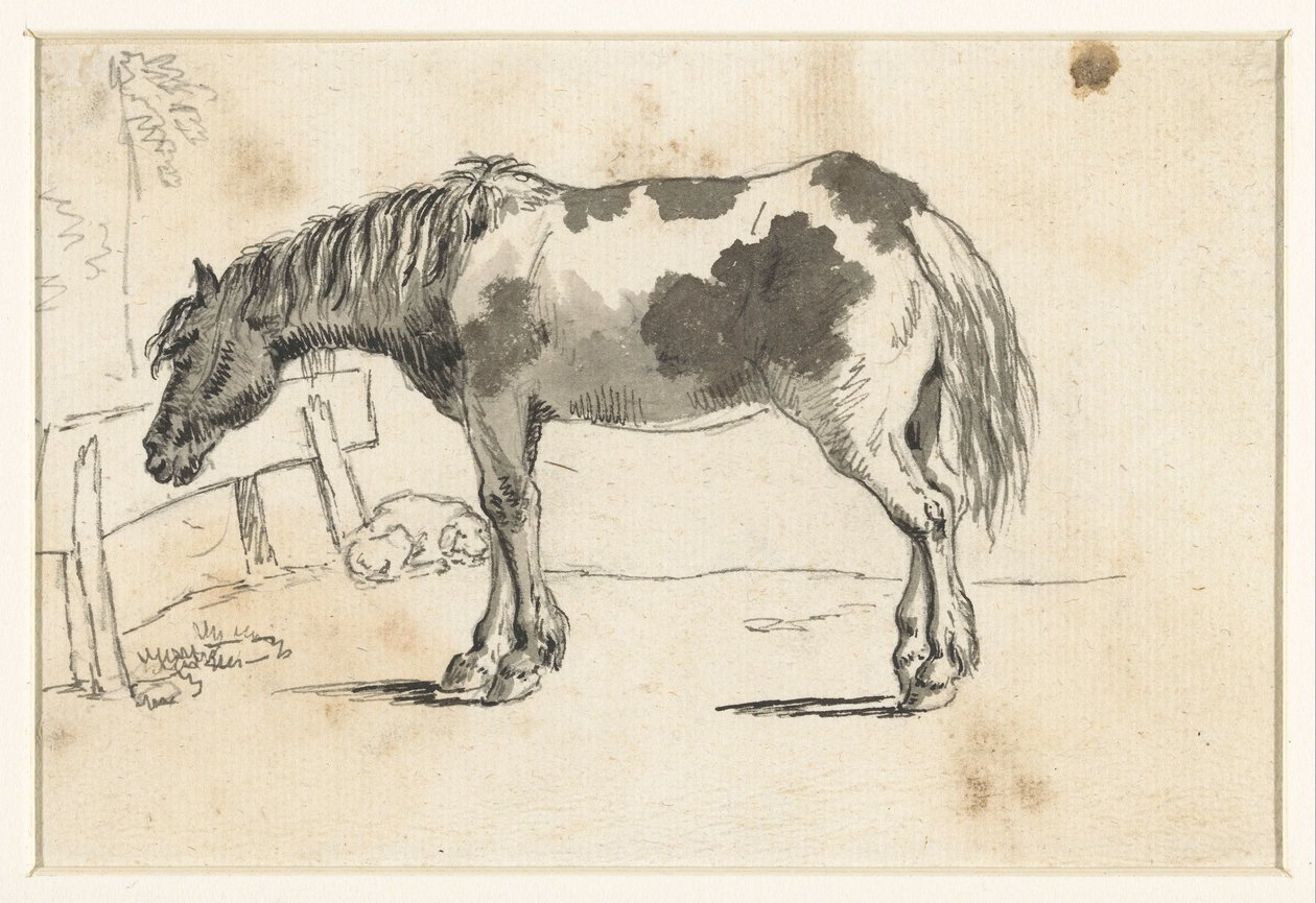 Standing Horse and a Lying Dog by David Alphonse de Sandoz Rollin