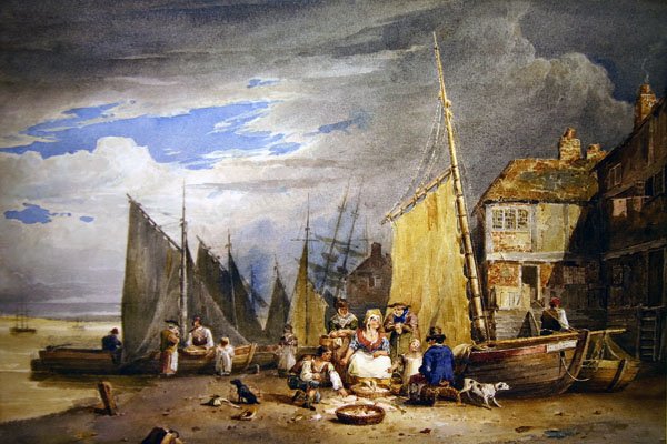 A Fishwife with her Wares by the Thames by David Cox