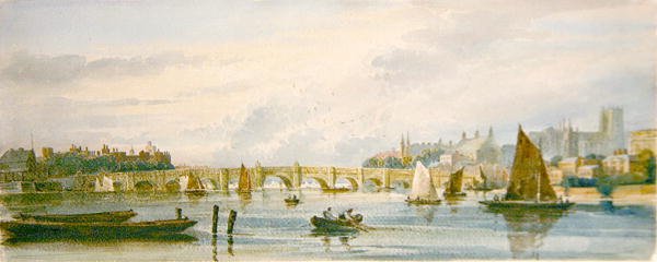 A View of Westminster Bridge Looking West Towards Lambeth Palace and Westminster Abbey by David Cox