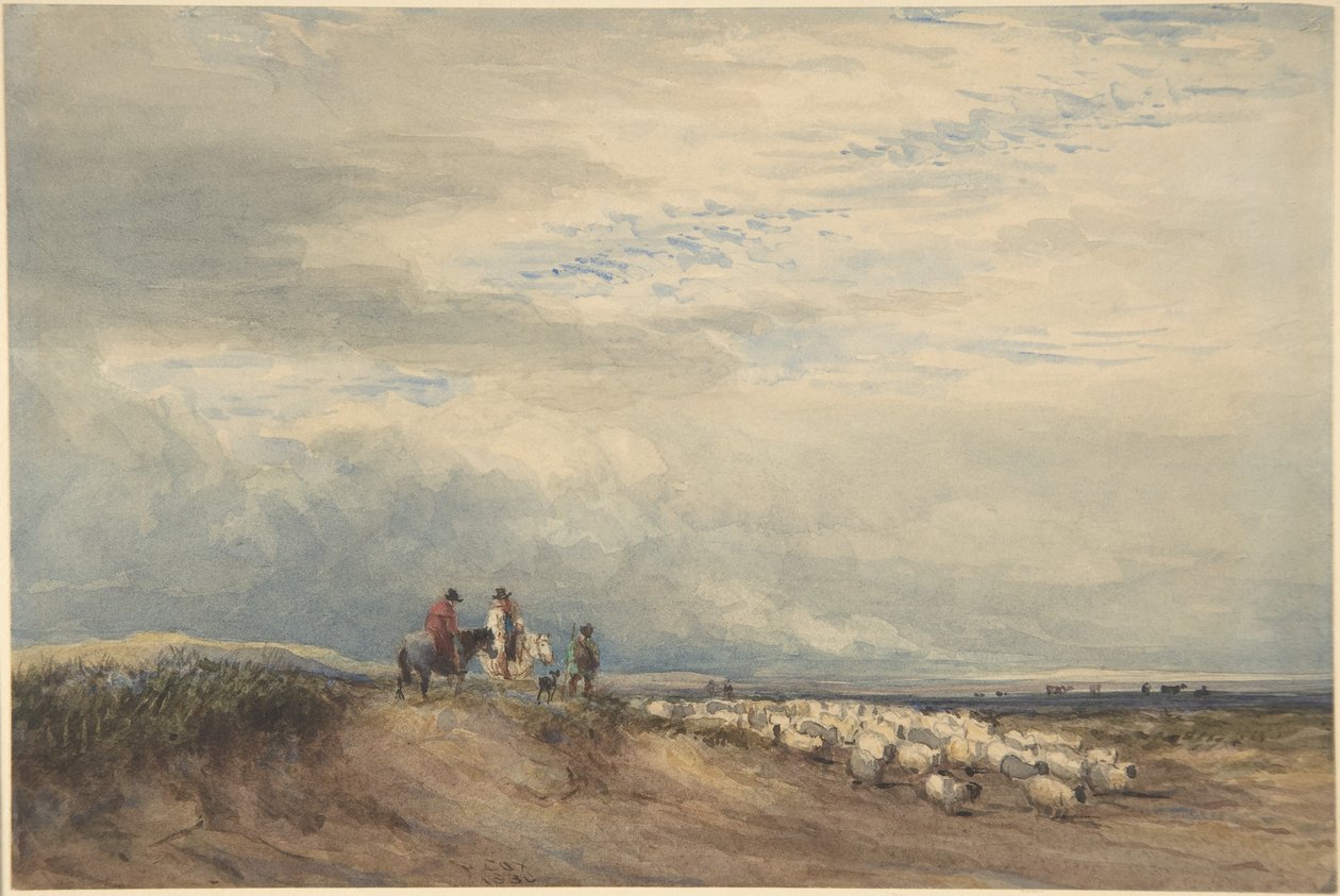 Riders with Sheep Near an Estuary by David Cox