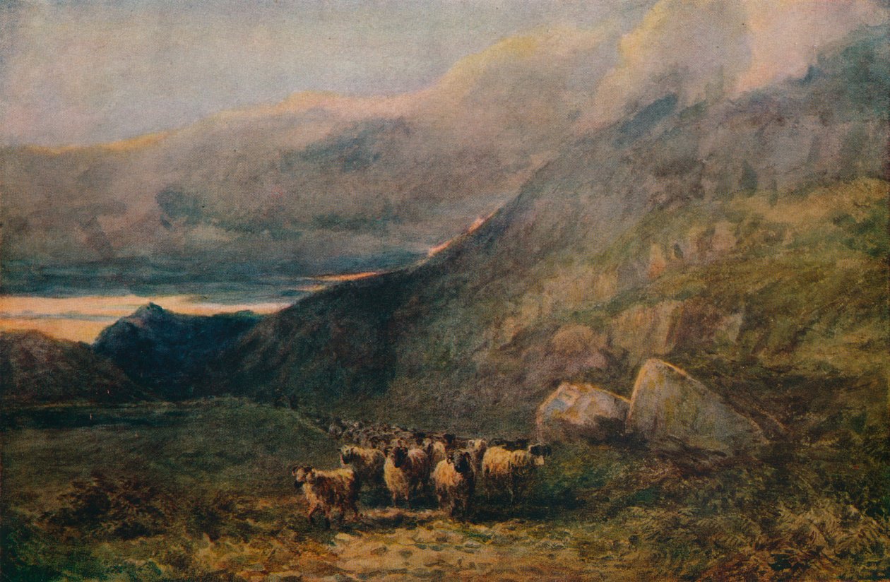 Mountain Road with Sleep, c1838 by David Cox the elder