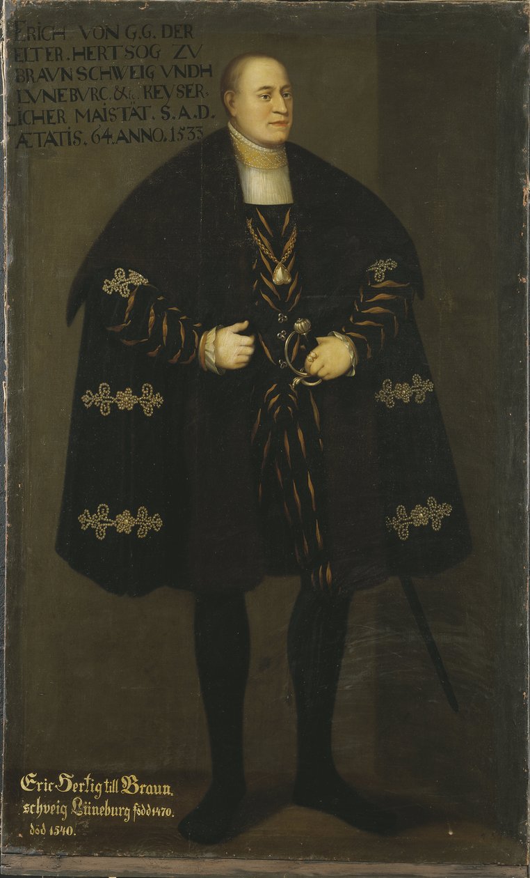 Portrait of Duke Eric I of Brunswick-Lueneburg, Prince of Calenberg-Goettingen by David Frumerie