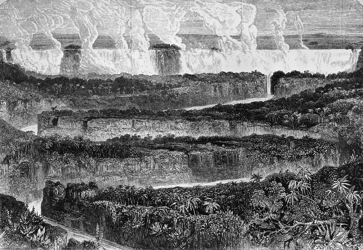 View of great cataracts of Zambezi, known as Mosi-oa-Tuny or Victoria Falls (engraving) by David Livingstone