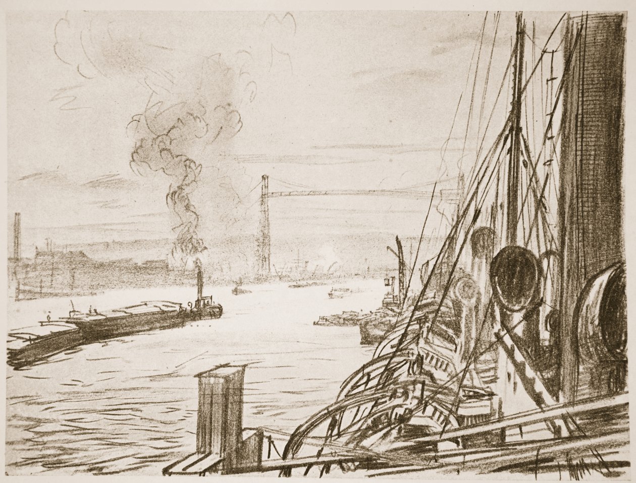 A Hospital Ship at a Base, Illustration from 
