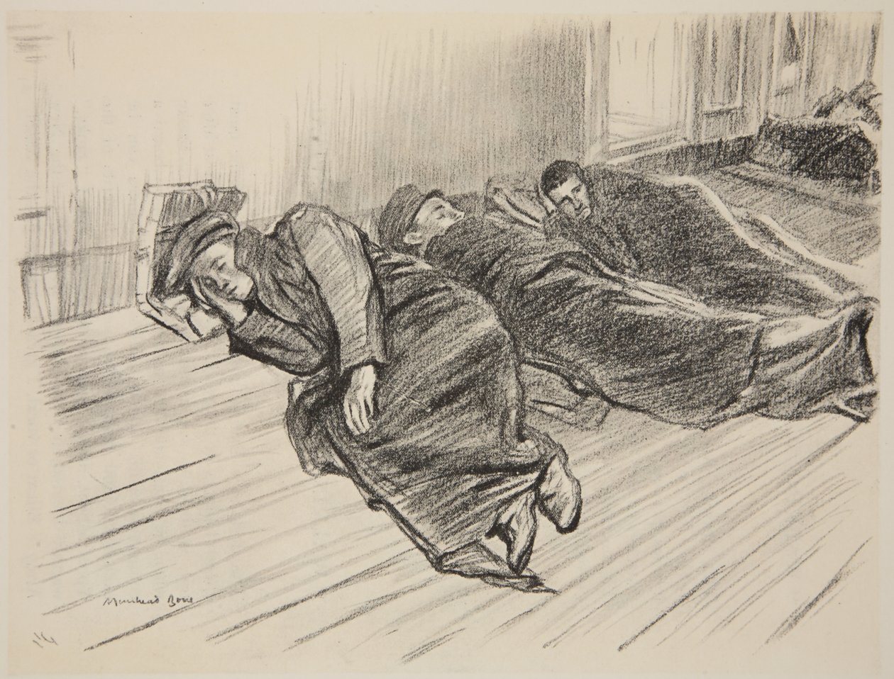 Walking wounded sleeping on deck, illustration from 