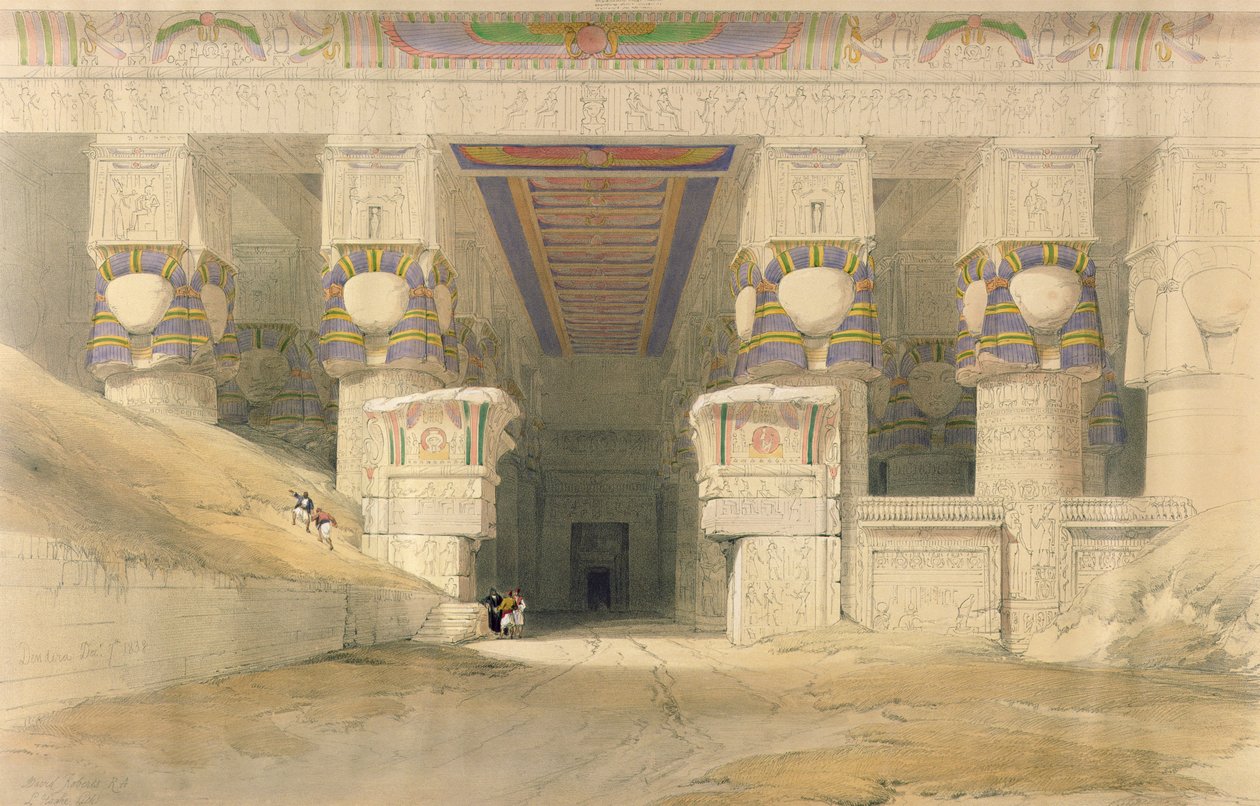 Facade of the Temple of Hathor, Dendarah, from 'Egypt and Nubia ...