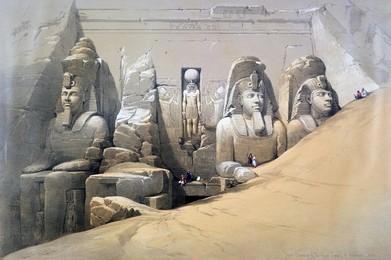 Front Elevation of the Great Temple of Abu Simbel, Nubia, 19th century by David Roberts