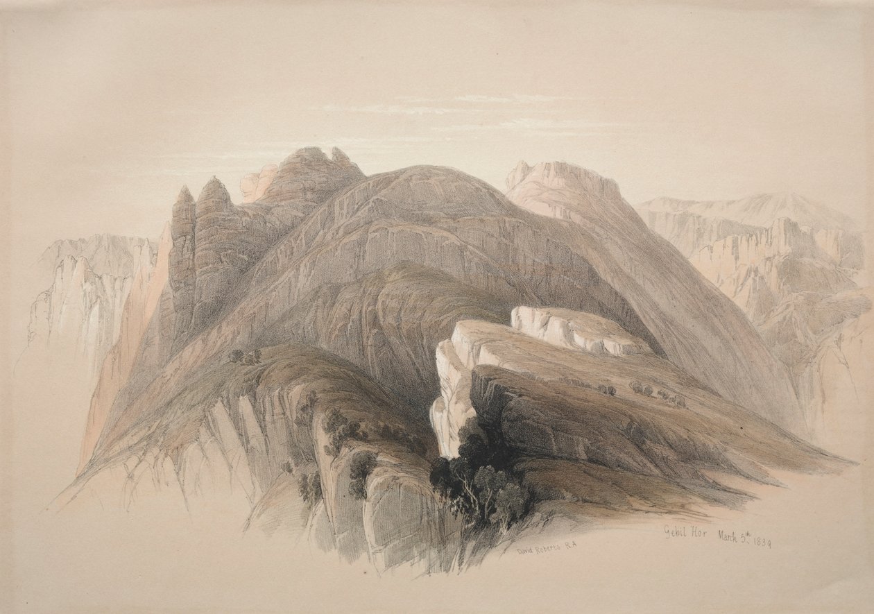 Mount Hor, from the Cliffs Encircling Petra, 1839 by David Roberts