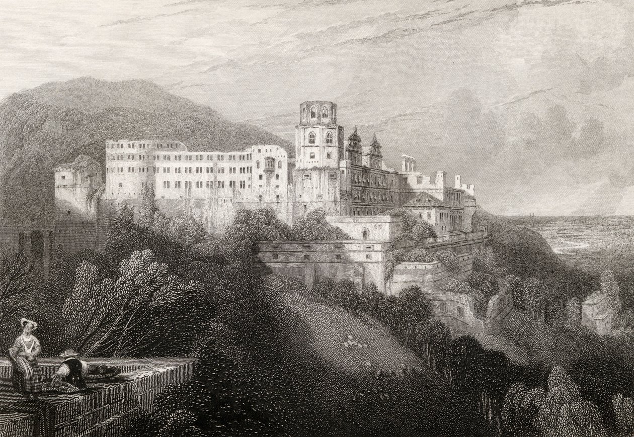 Heidelberg Castle, Heidelberg (engraved by J.T. Willmore in 