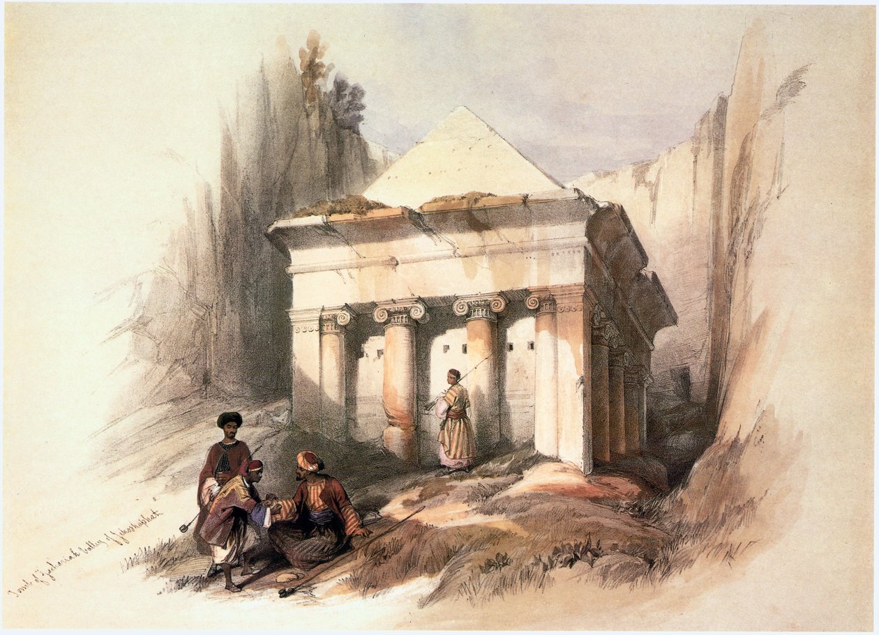 In the Holy Land: Jerusalem, Tomb of Zacharia, Kidron Valley by David Roberts