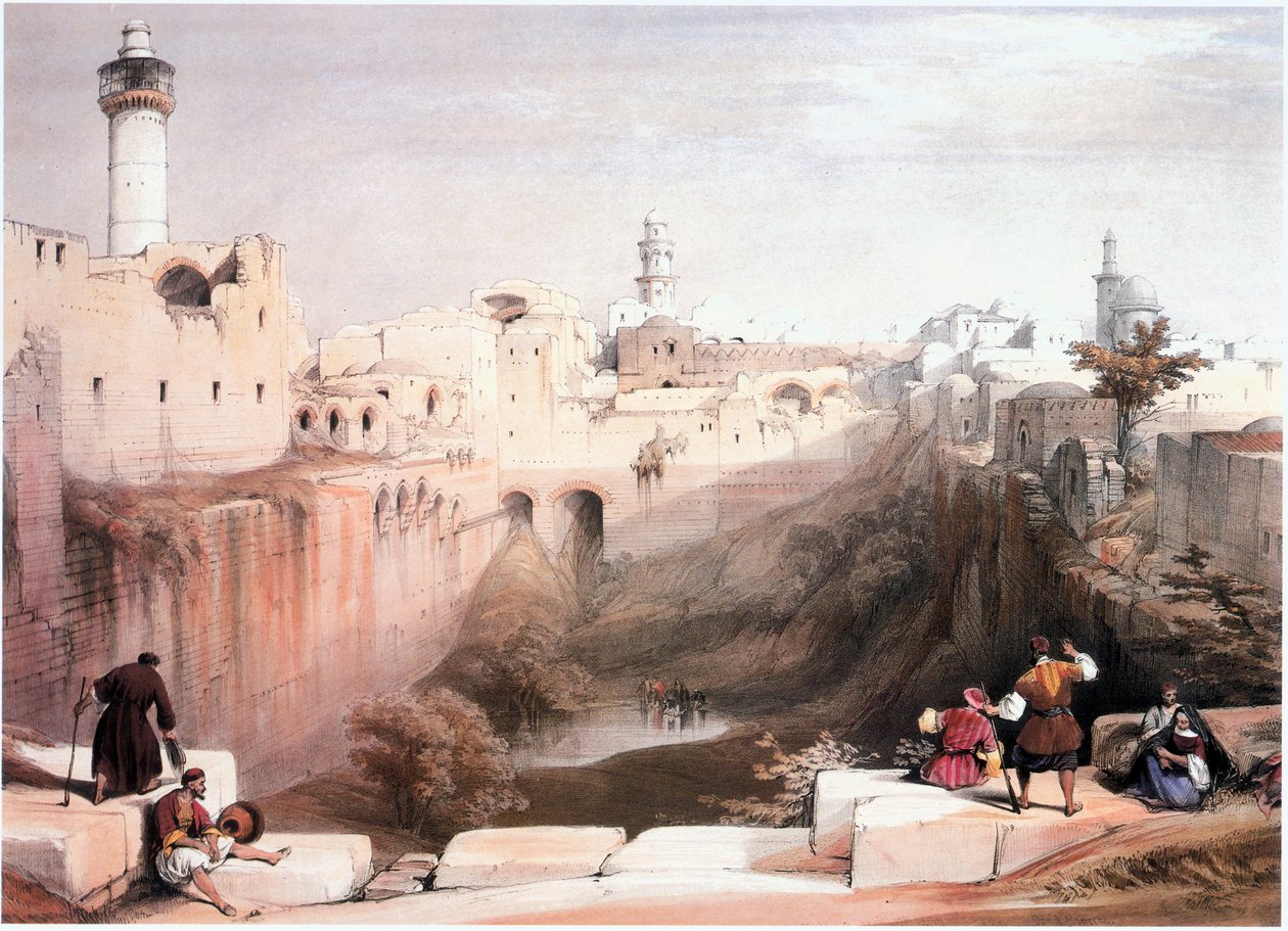 In the Holy Land: Jerusalem, the Pool of Bethesda, Temple Mount on the Left by David Roberts