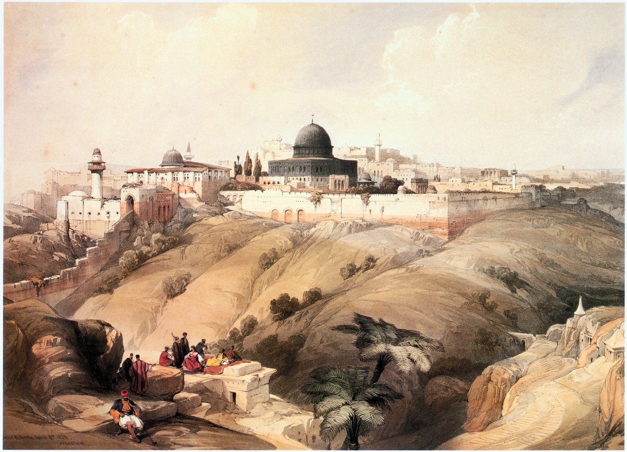 In the Holy Land: Jerusalem, View Across the Kidron Valley to the Temple Mount by David Roberts