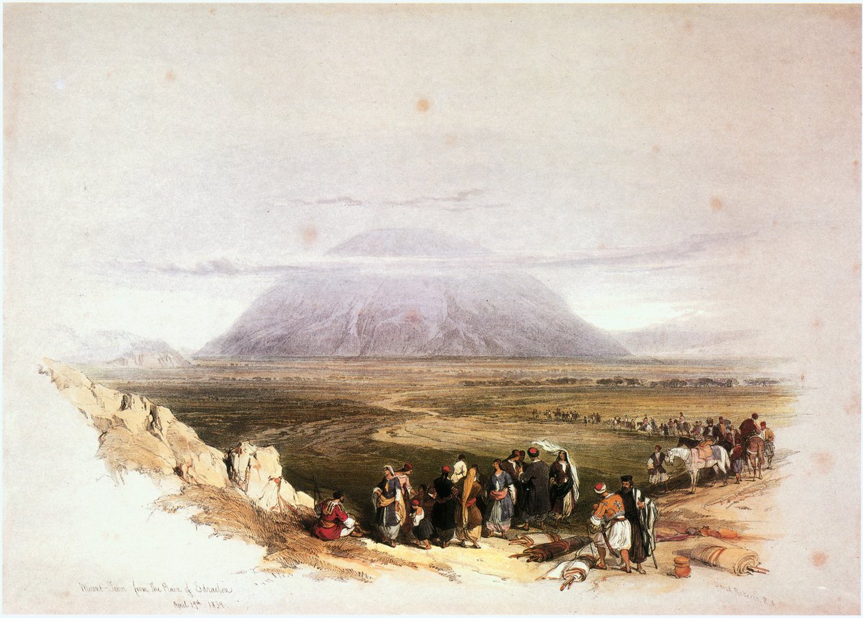 Mount Tabor Seen from the Plain of Jezreel, Israel by David Roberts