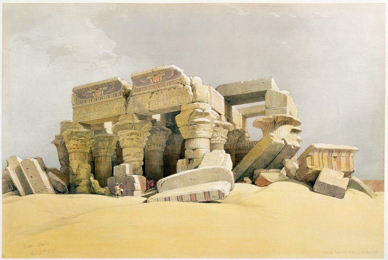 Ruins of the Temple of Kom Ombo, Egypt by David Roberts
