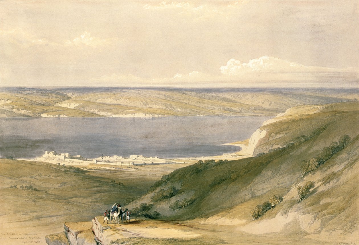 Sea of Galilee or Genezareth, Looking Towards Bashan, April 21st 1839, Plate 36 from Volume I of 