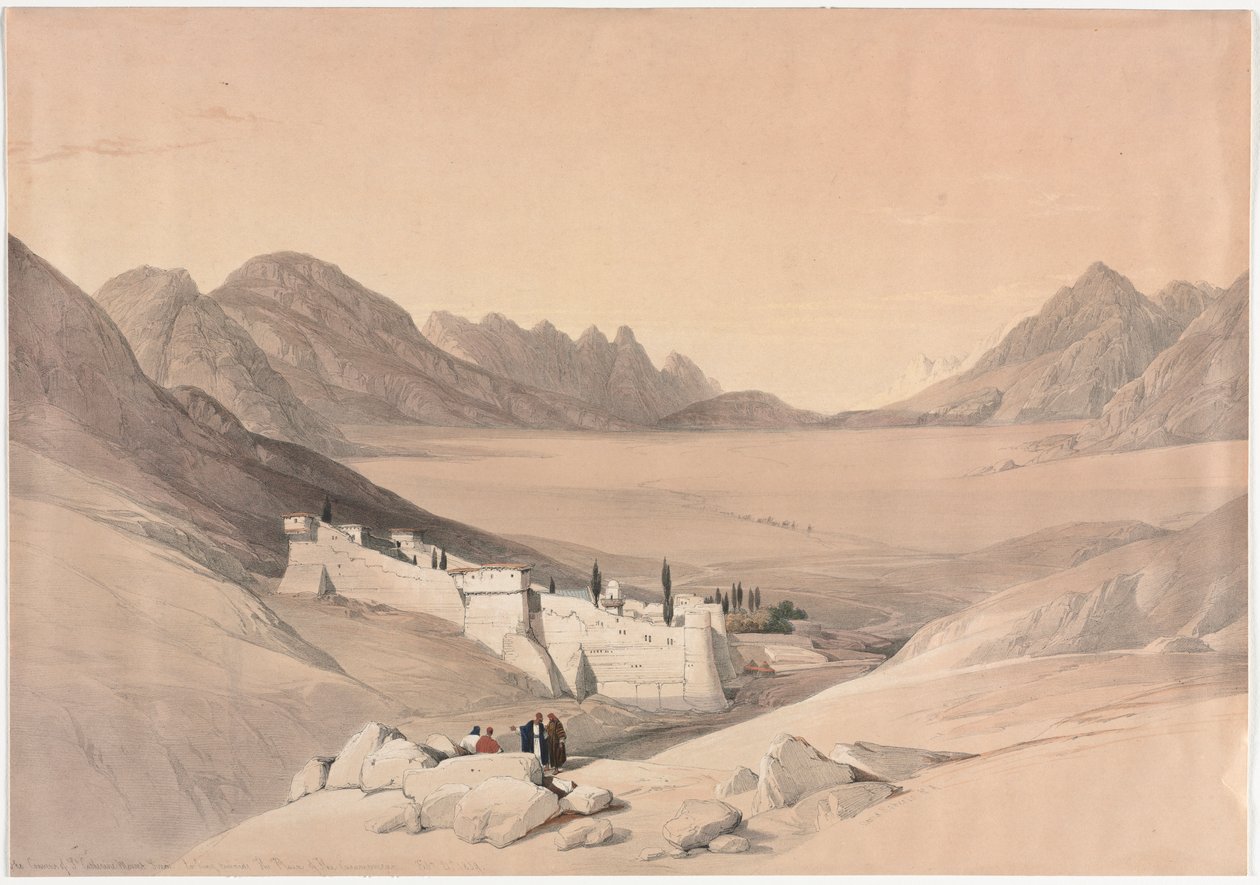 The Convent of St. Catherine, Mount Sinai, Looking Towards the Plain of the Encampment, 1839 by David Roberts