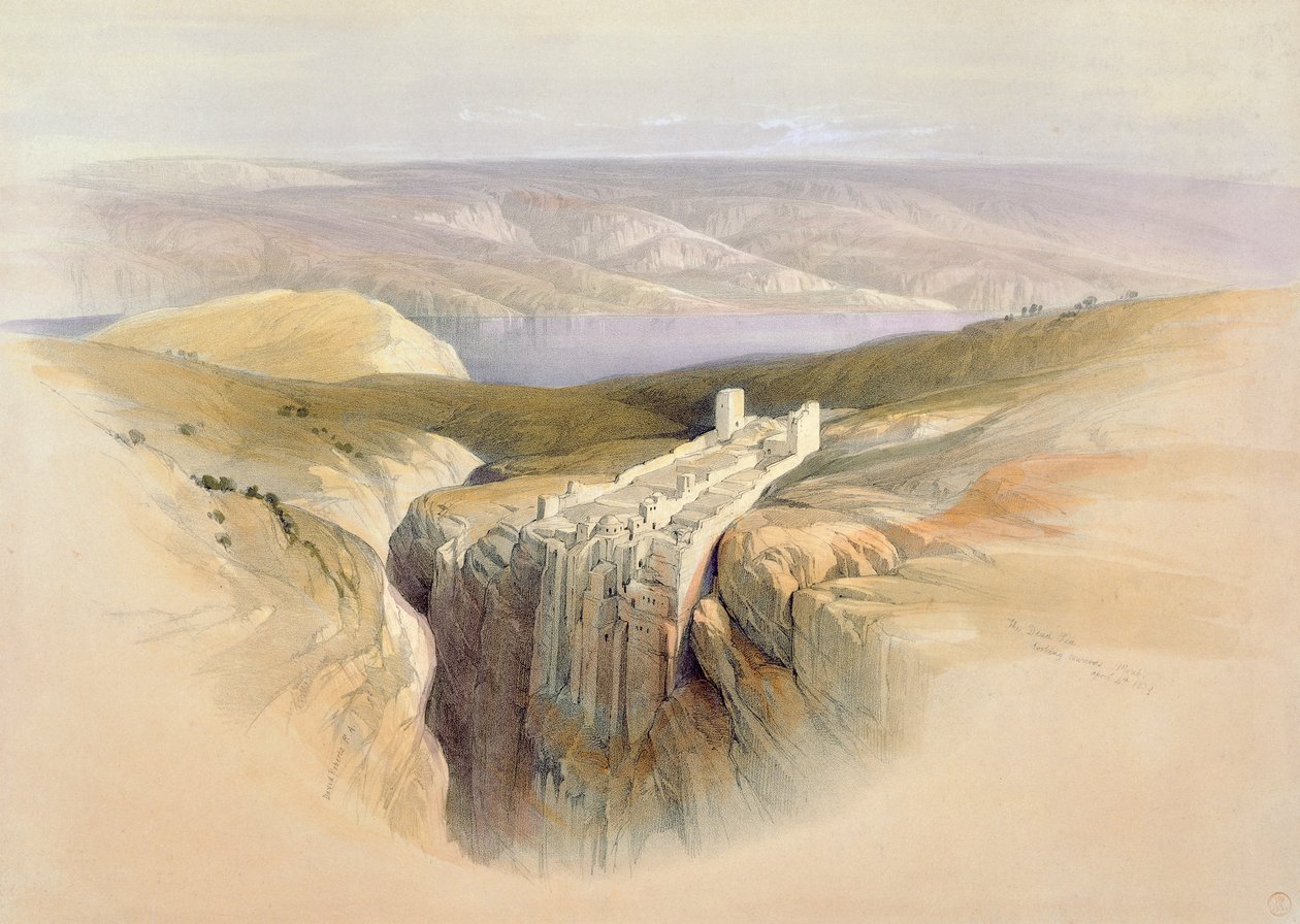 The Dead Sea looking towards Moab, April 4th 1839, plate 50 from Volume II of 