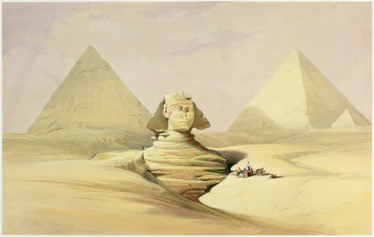 The Great Sphinx and the Pyramids of Giza, Egypt by David Roberts