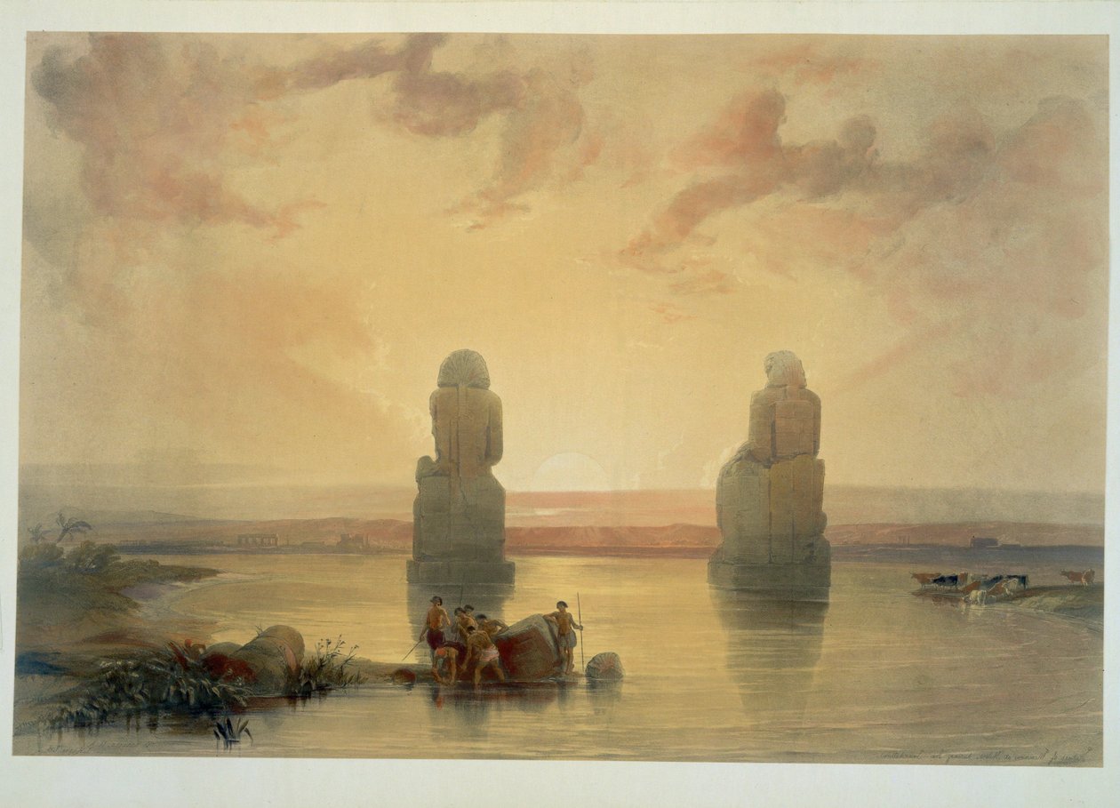 The Memnon Colossi at Thebes During an Inundation by David Roberts